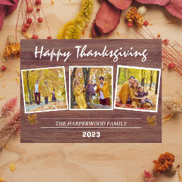 Fotokollage i familjen Rustic Modern thanksgiving Julkort
