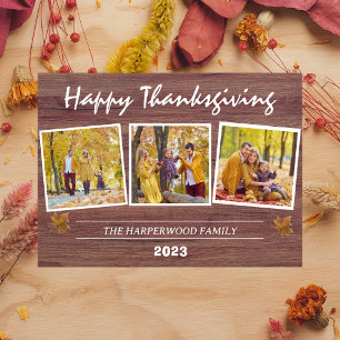 Fotokollage i familjen Rustic Modern thanksgiving Julkort
