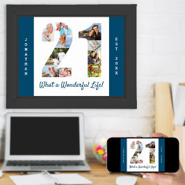 Fotokollage i figur 21 för 21:a födelsedagen poster