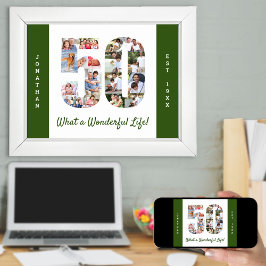 Fotokollage i figur 50-form för 50:e födelsedagen poster