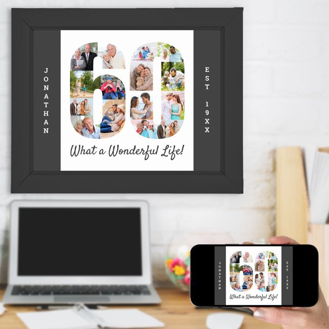 Fotokollage i figur 60-form under 60:e födelsedage poster (Skapare uppladdad)