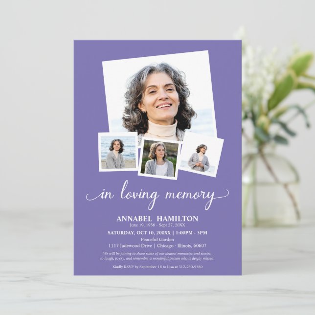 Fotokollage i Loving Memory Firande of Life Inbjudningar (Stående Fram)