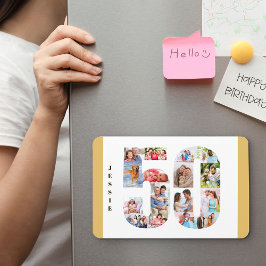 Fotokollage i Neutralten 50-50 födelsedagar Magnet