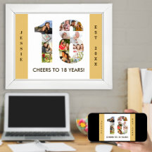 Fotokollage i nummer 18 Neutralt 18: e födelsedage