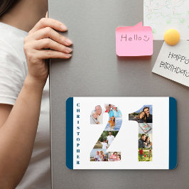 Fotokollage i nummer 21 - 21:a födelsedagen magnet