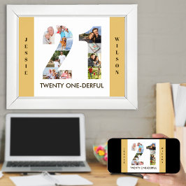 Fotokollage i nummer 21 Neutralt 21: a födelsedage Poster