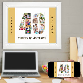 Fotokollage i nummer 40 Neutralt 40: e födelsedage Poster