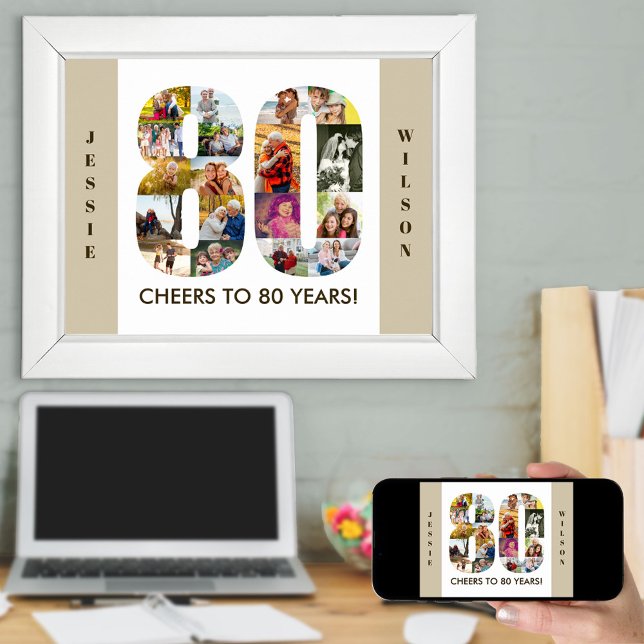 Fotokollage i nummer 80 Neutralt 80 födelsedag Poster (Skapare uppladdad)