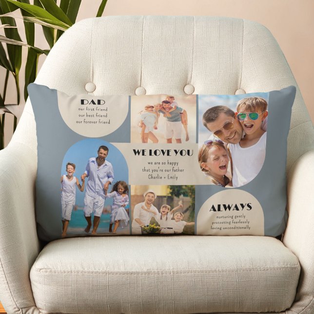 Fotokollage i pappa med uppskattningsformulering lumbarkudde (Photo Pillow for Dad)