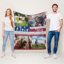 Fotokollage i USA flagga Kärlek - årsjubileum Vale Fleecefilt