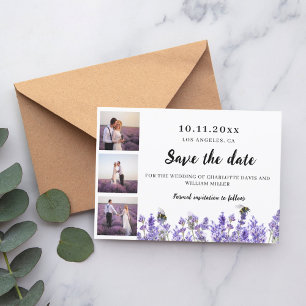 Fotokollage lavender lila bröllop spara datumet