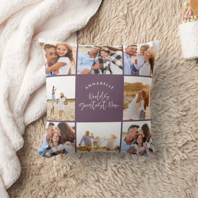 Fotokollage lila giftigt modern mors dag kudde (Filt)