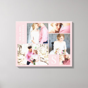 Fotokollage ljus rosa Bröllop med 5 Bilder