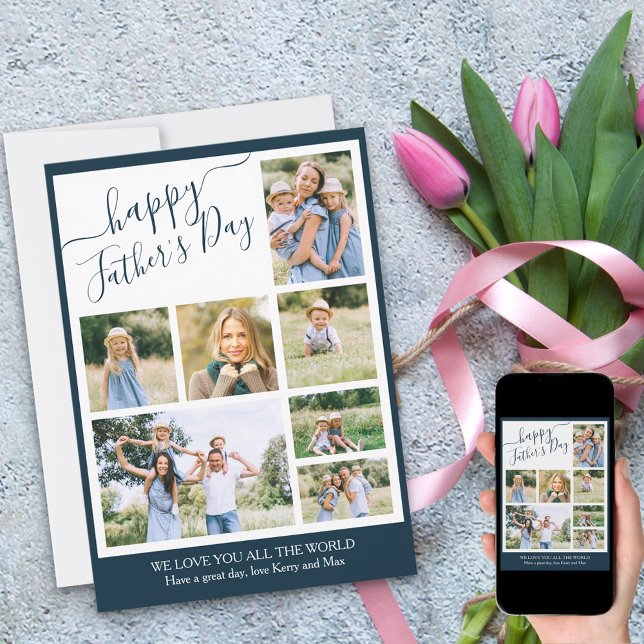 Fotokollage lycklig 7 Bild Fars dag Julkort (Skapare uppladdad)