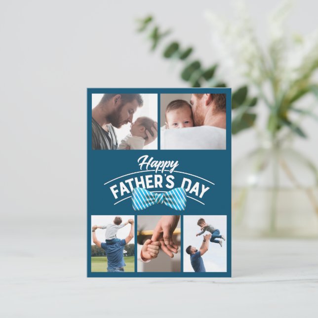 Fotokollage lycklig Fars dag 5 Vykort (Stående Fram)