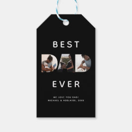 Fotokollage Lycklig Fars dag Bästa Pappa någonsin Presentetikett