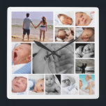 Fotokollage-mall Fyrkantig Klocka<br><div class="desc">Fotokollage Malldesign ...  lägg bara till egna foton till den underbara väggklockan ...  enkelt att anpassa ...  anpassadets fotomallklocka från Ricaso</div>