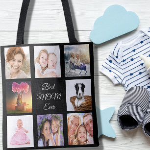 Fotokollage mamma mor svart tygkasse