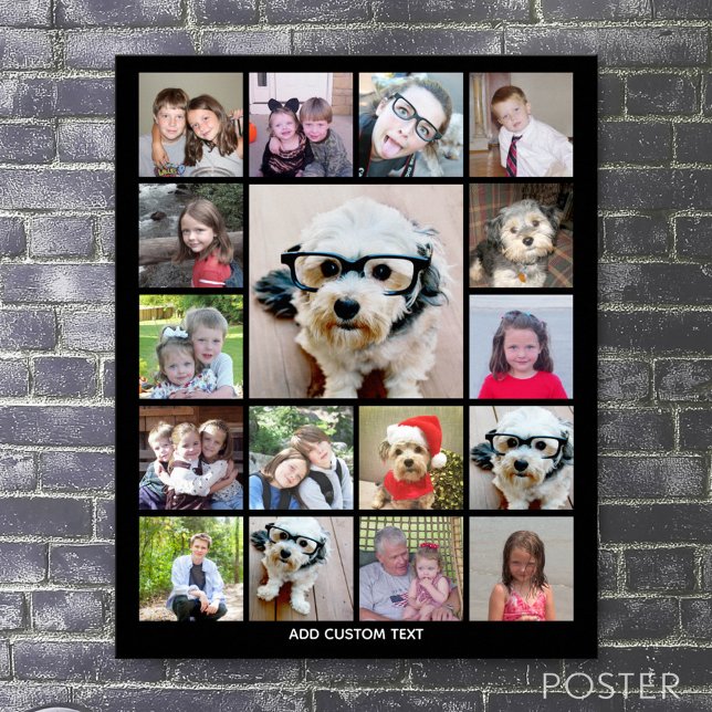 Fotokollage med 17 foton - kan redigera färg poster (Custom Photo Collage Poster)