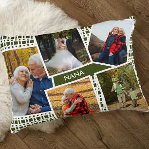 Fotokollage med 5 Bilders Grönt och White Nana Prydnadskudde
