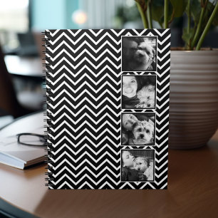 Fotokollage med Black and White Chevron Mönster Anteckningsbok