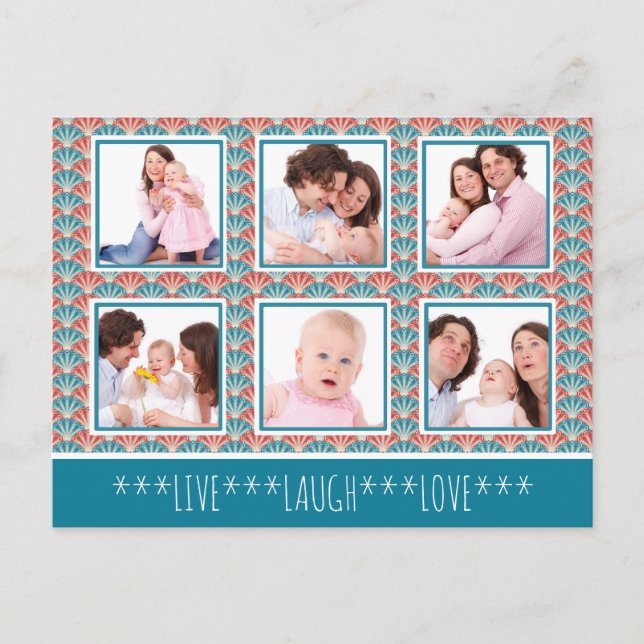 Fotokollage med dekorativ Fläkt Mönster Vykort (Framsida)