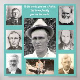 Fotokollage med Far Quote Teal Poster
