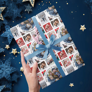 Fotokollage med Namn Helgdag Presentpapper