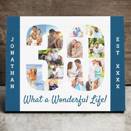 Fotokollage med nummer 30 Blå vit Anpassningsbar Canvastryck