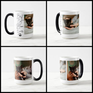 Fotokollage med svart katt bäst katt mamma magisk mugg