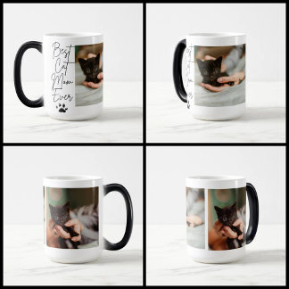 Fotokollage med svart katt bäst katt mamma magisk mugg