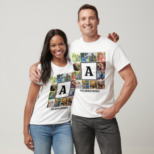 Fotokollage Modern familj - första monogram T Shirt