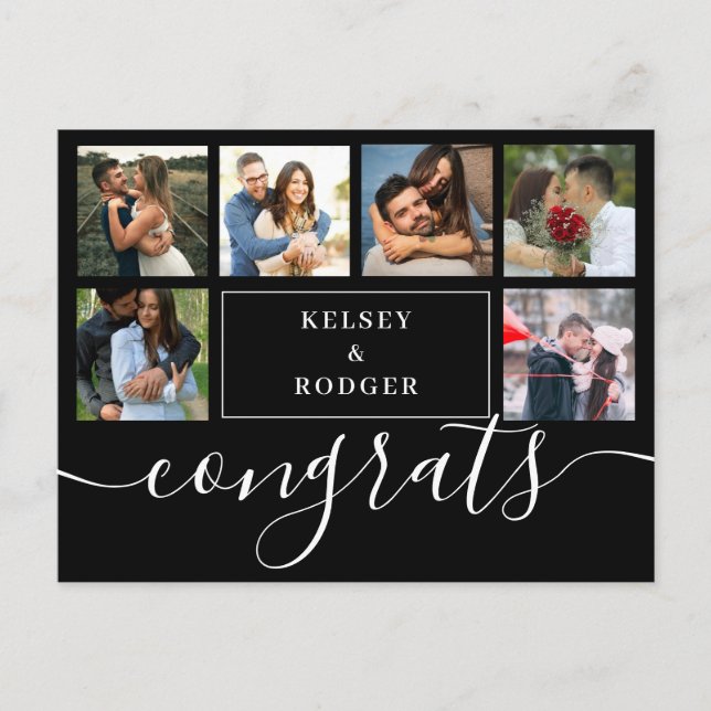 Fotokollage Modern Gratulerar svartvitt Vykort (Framsida)