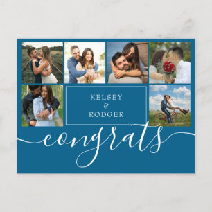 Fotokollage Modern Gratulerar Teal Blue Vykort