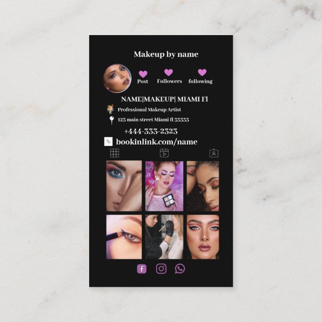 Fotokollage Modern Minimalist Social Media Visitkort (Baksida)