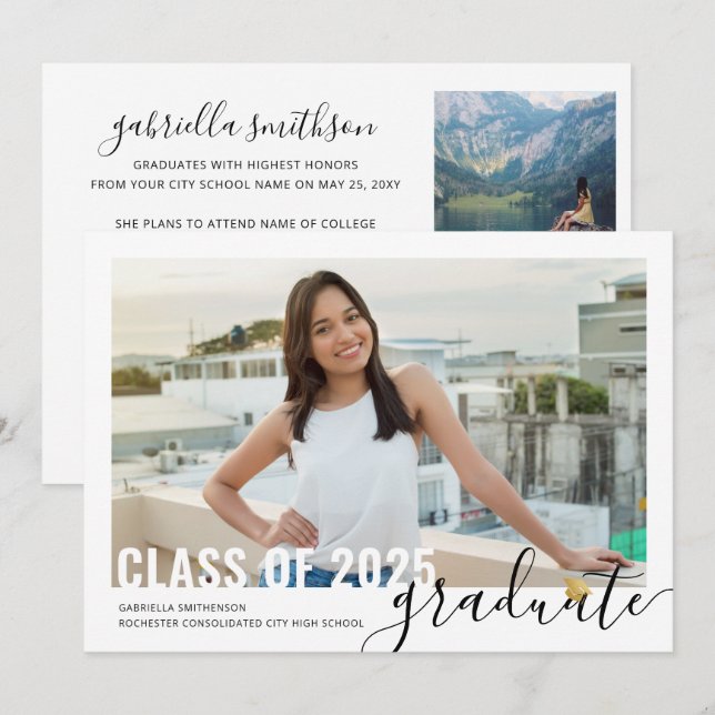 Fotokollage Modern Script Studenten Open House Meddelande (Fram/baksida)