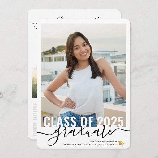 Fotokollage Modern Script Studenten Open House Meddelande (Fram/baksida)