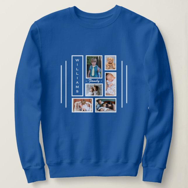 Fotokollage Modern Trendig Blue-Personlig T Shirt (Design framsida)