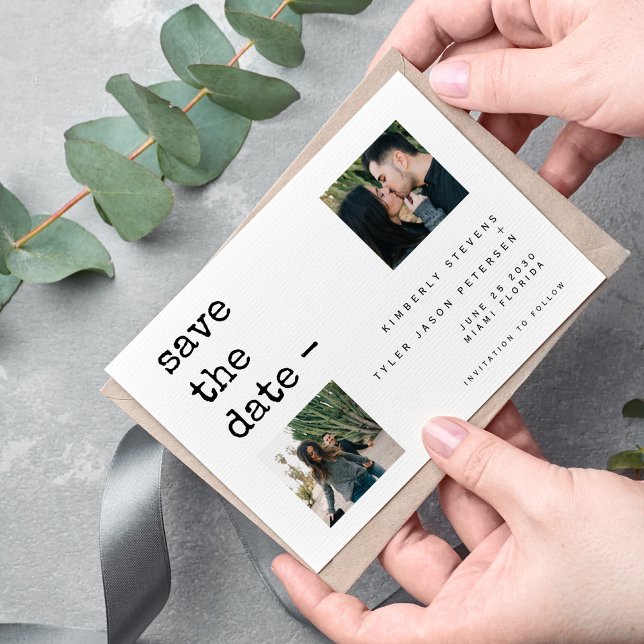 Fotokollage modern typografi bröllop spara datumet (Skapare uppladdad)