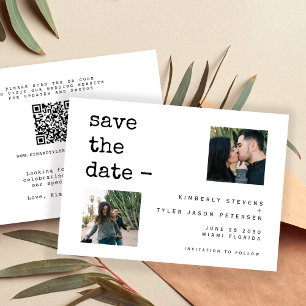 Fotokollage modern typografi QR CODE bröllop Spara Datumet