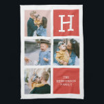 Fotokollage Monogram Modern Kitchen Towel Kökshandduk<br><div class="desc">Modern fotokollage med ditt monogram och namn.</div>