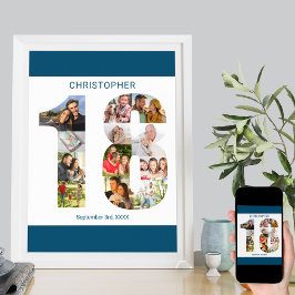 Fotokollage nummer 18 Personlig 18:e födelsedagen Poster