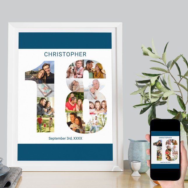 Fotokollage nummer 18 Personlig 18:e födelsedagen Poster (Skapare uppladdad)