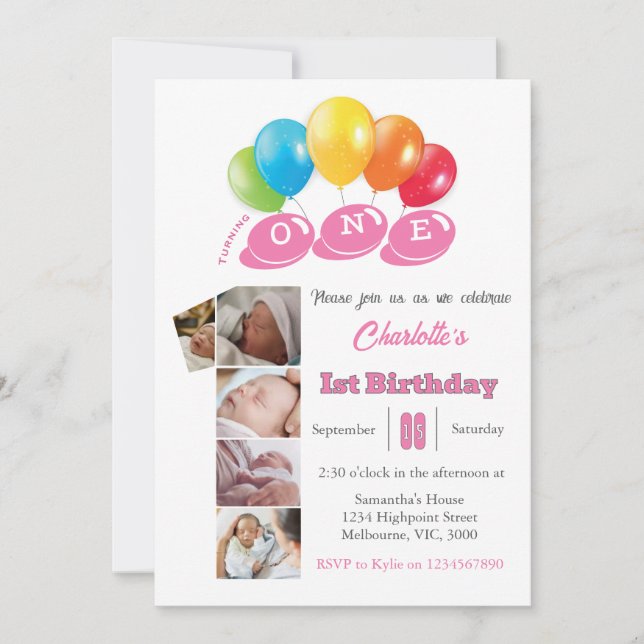 Fotokollage nummer 1 Flicka Inbjudningar (Framsida)