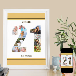 Fotokollage nummer 21 Neutralt 21: a födelsedagen Poster