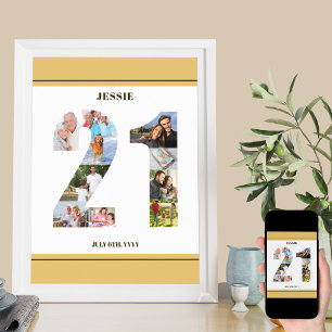 Fotokollage nummer 21 Neutralt 21: a födelsedagen Poster