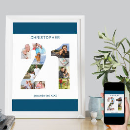 Fotokollage nummer 21 Personlig 21: a födelsedagen Poster