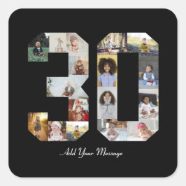 Fotokollage nummer 30 fyrkantigt klistermärke