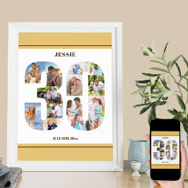 Fotokollage nummer 30 Neutralter 30års födelsedag Poster