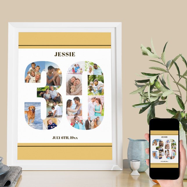 Fotokollage nummer 30 Neutralter 30års födelsedag Poster (Skapare uppladdad)